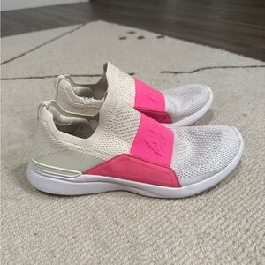 Women's Cream and Pink Slip-On Sneakers